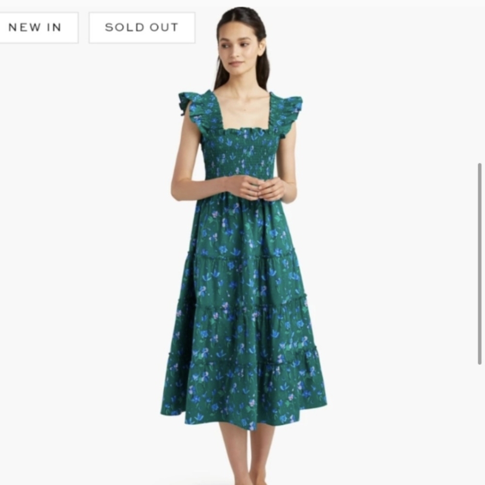 L Hill House Ellie Nap Dress in Emerald Space